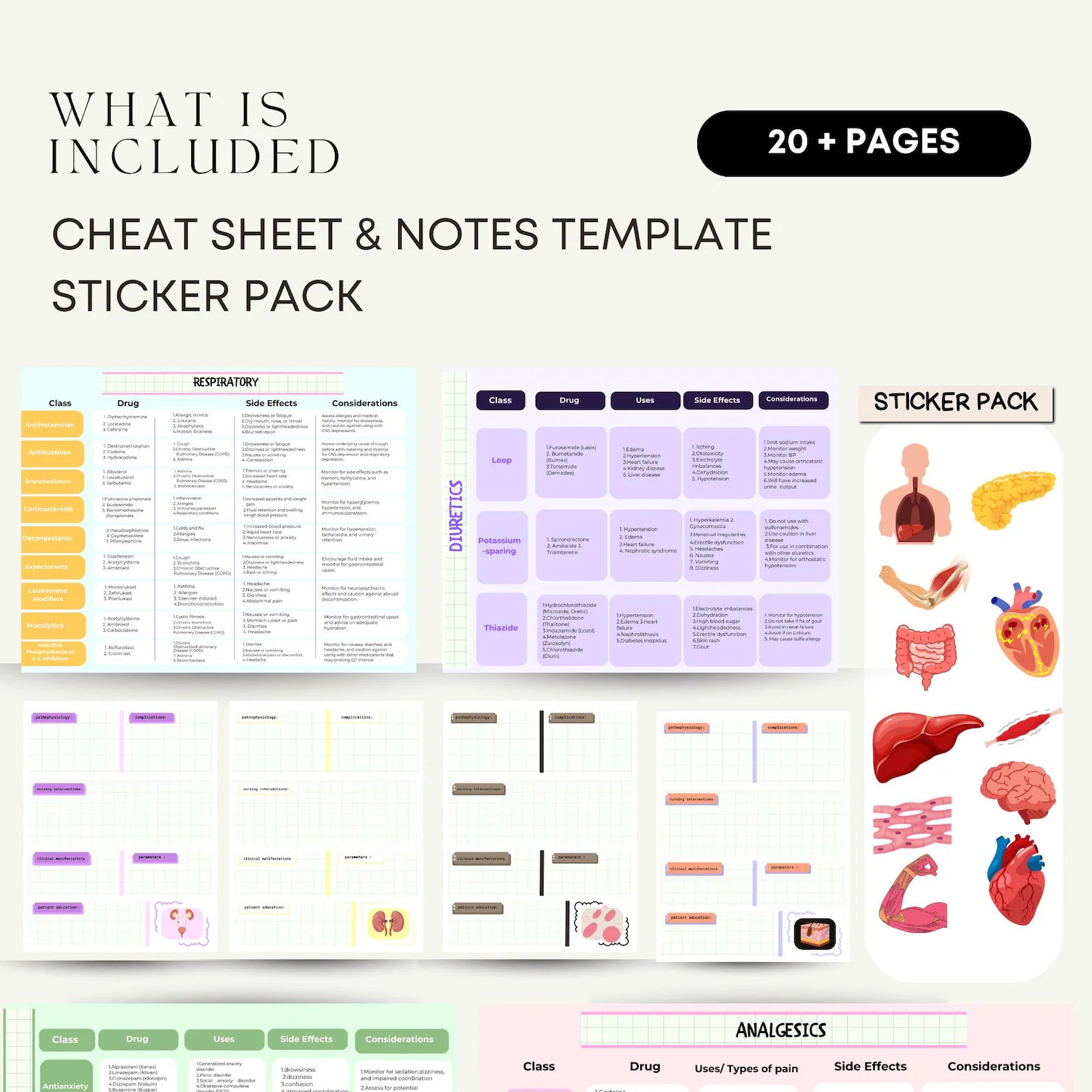 Charts and diagrams for fast review